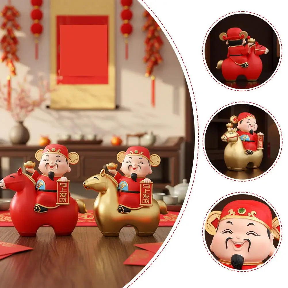 Fortune God New Year Decor Ornament - Home Office Desktop Festive Blessing Decoration Celebration Gift Exquisite Craft Accessory
